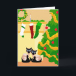 Cartão De Festividades Siamese Cats Christmas<br><div class="desc">Get in the holiday spirit this winter with these great Siamese cat Christmas cards!</div>
