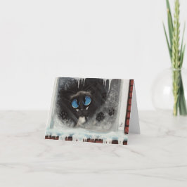 Cartão De Festividades Siamese Winter Snow Cat por BiHrLe Card