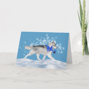Cartão De Festividades Siberian Husky Winter Holiday Card