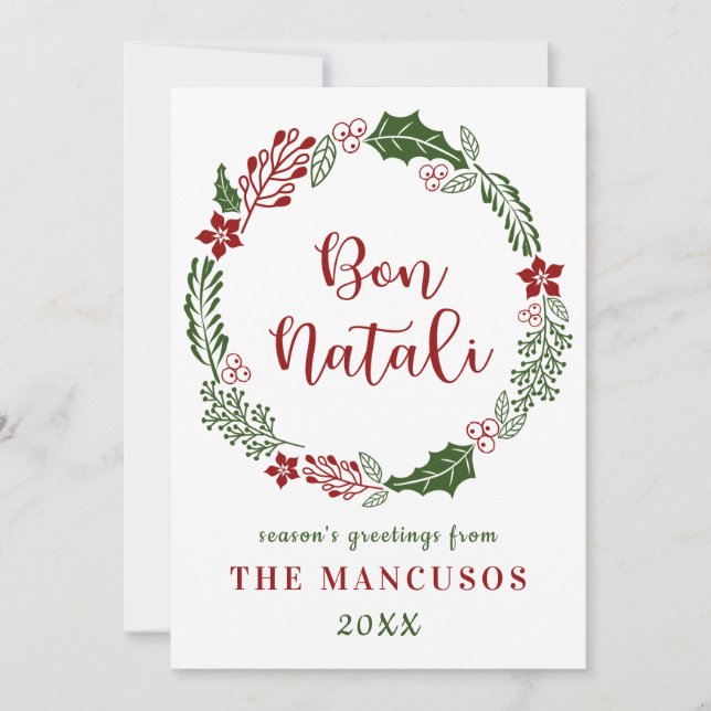 Cartão De Festividades Siciliano Feliz Natal, Personalizado (Frente)