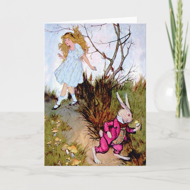 Cartão De Festividades Siga-me. Levo-o para a Terra das Maravilhas! (Frente)