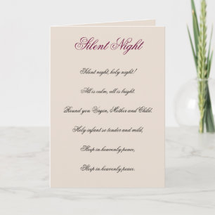 Cartão De Festividades Silent Night Lyrics Christmas Card