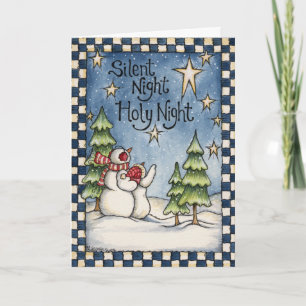 Cartão De Festividades Silent Night Snowmen Christmas Holiday Card