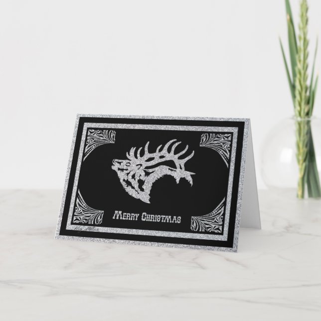 Cartão De Festividades Silhouette majestoso Bull Elk (Frente)