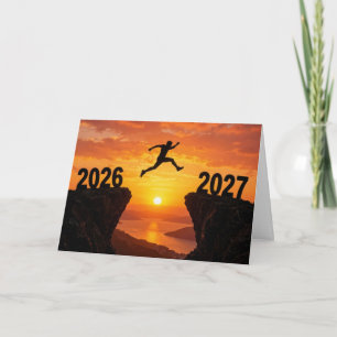 Cartão De Festividades Silhueta de Ano Novo 2027 Salto