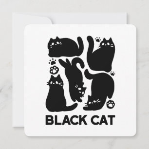 Cartão De Festividades Silhuettes de Gato Negro - Design de Felino Cinto