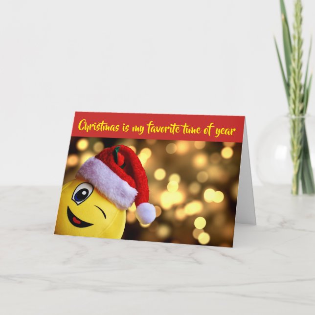 Cartão De Festividades Silly Christmas Emoji Holiday Card (Frente)