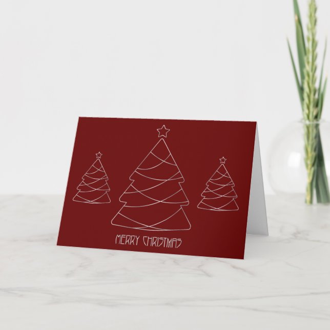 Cartão De Festividades Silver and Red Christmas Tree Holiday Photo Card (Frente)