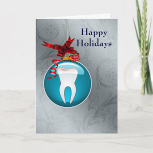 Cartão De Festividades silver blue Dentist Holiday Cards