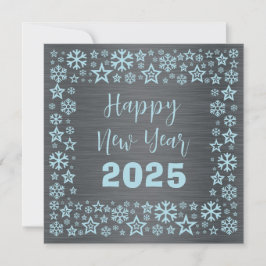 Cartão De Festividades Silver blue Square wish card with golden stars