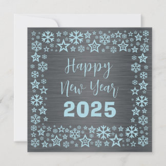Cartão De Festividades Silver blue Square wish card with golden stars