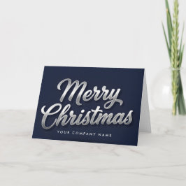 Cartão De Festividades Silver Foil Vintage Script Merry Christmas