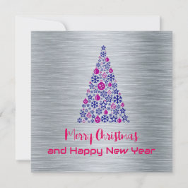Cartão De Festividades Silver greeting card Merry Christmas New Year
