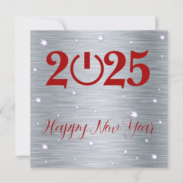 Cartão De Festividades Silver greeting card Merry Christmas New Year (Frente)