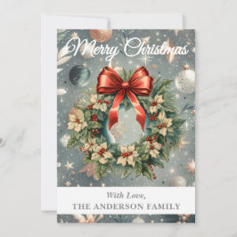 Cartão De Festividades Silver Holly Berry Wreath de Natal