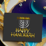 Cartão De Festividades Silver Menorah Flames Happy Hanukkah Card<br><div class="desc">Itens temáticos de feriado projetados por Umua. Impresso e enviado pela Zazzle ou suas afiliadas.</div>