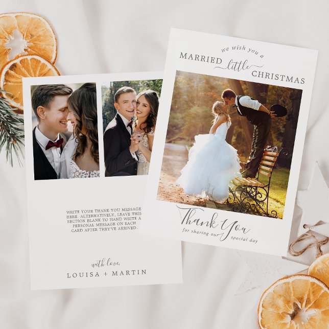 Cartão De Festividades Silver Mínimo Casado Pequeno Natal 3 Foto (Criador carregado)