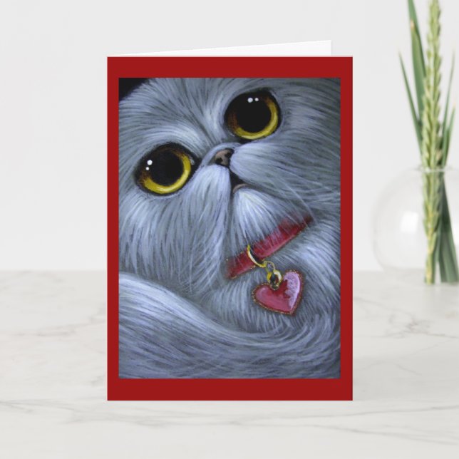 CARTÃO DE FESTIVIDADES SILVER PERSIAN CAT - SEJA A MINHA NAMORADOS (Frente)
