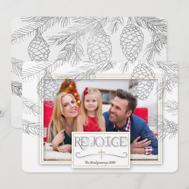 Cartão De Festividades Silver Pines Aproveita Foto da Cruz Cristã (Frente/Verso)