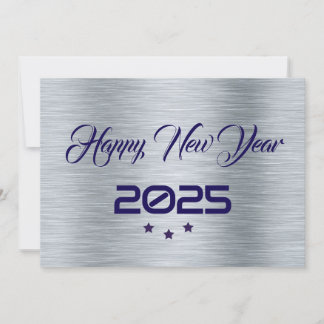 Cartão De Festividades Silver purple wish card New Year with tree stars