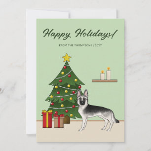 Cartão De Festividades Silver Sable German Shepherd Festive Christmas