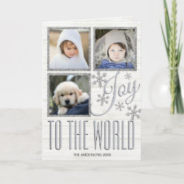 Cartão De Festividades Silver Snowflake Joy To The World 3 Photo