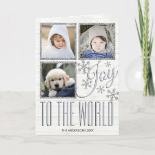 Cartão De Festividades Silver Snowflake Joy To The World 3 Photo