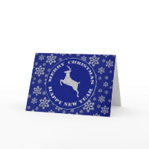 Silver Snowflake Reindeer Blue Christmas