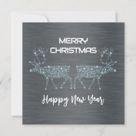 Cartão De Festividades Silver wish card Christmas new year blue reindeer