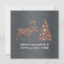 Cartão De Festividades Silver wish card HAPPY HOLIDAYS JOYFUL NEW YEAR