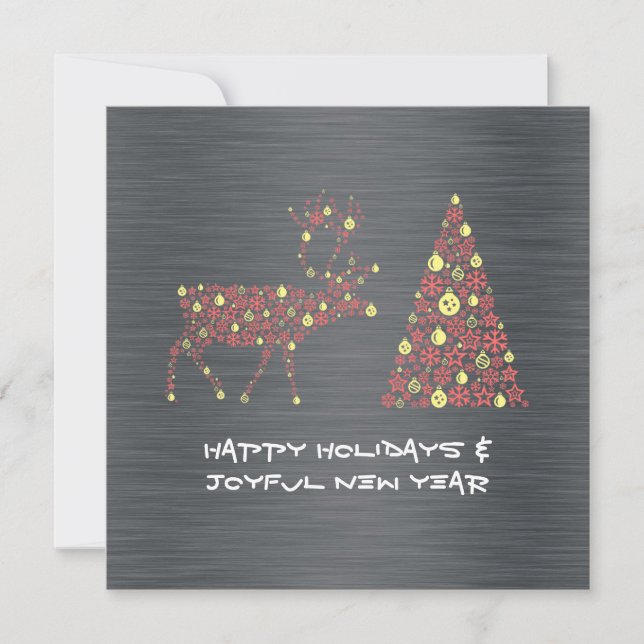 Cartão De Festividades Silver wish card HAPPY HOLIDAYS JOYFUL NEW YEAR (Frente)