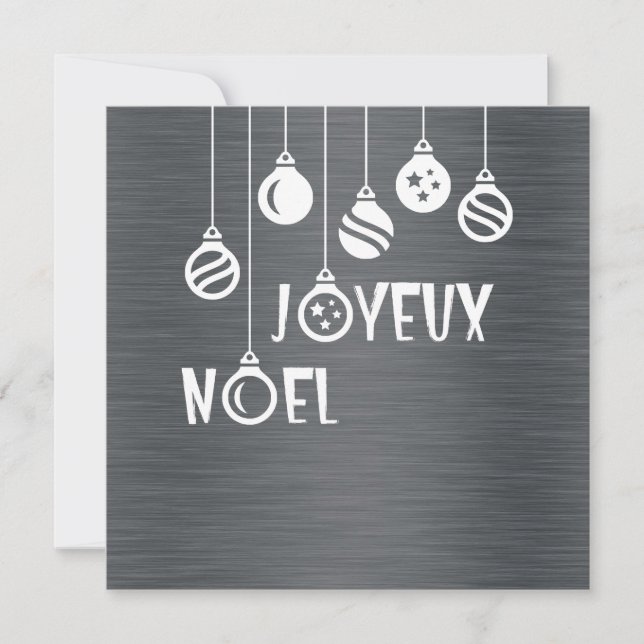 Cartão De Festividades Silver wish card "Joyeux Noel" (Frente)