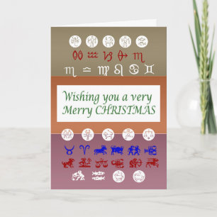 Cartão De Festividades Símbolo de Astrologia Zodiac: Feliz Natal Natal
