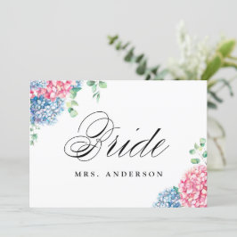 Cartão De Festividades Símbolo de Casamento da Noiva, Rosa e Azul
