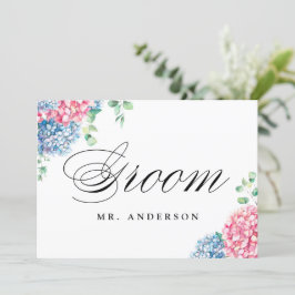 Cartão De Festividades Símbolo de Casamento do Groom, a Rosa e Azul