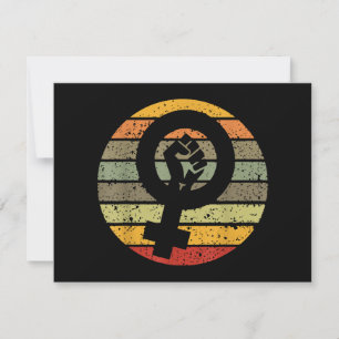 Cartão De Festividades Símbolo Feminismo Design Retro Vintage 70s 80s 90s