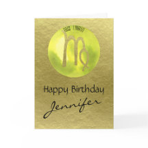 Símbolo Zodíaco Verde Virgo em Dourado Fundo