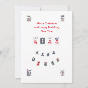 Cartão De Festividades símbolos de peças de Mahjong design para o Natal
