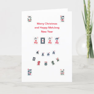Cartão De Festividades símbolos de peças de Mahjong design para o Natal