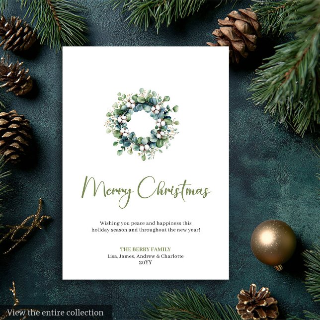 Cartão De Festividades Simple Boho Botanical Rustic Xmas Greeting Card (Simple Boho Botanical Rustic Xmas Greeting Card)