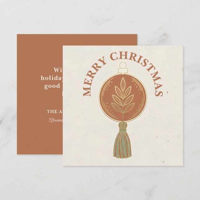 Cartão De Festividades Simple Boho Ornament Christmas (Frente/Verso)