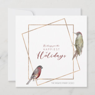 Cartão De Festividades Simple Christmas Card with watercolour birds