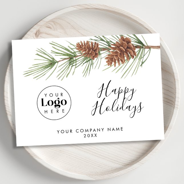 Cartão De Festividades Simple Custom Logo Holiday Business Thank You Card (Criador carregado)