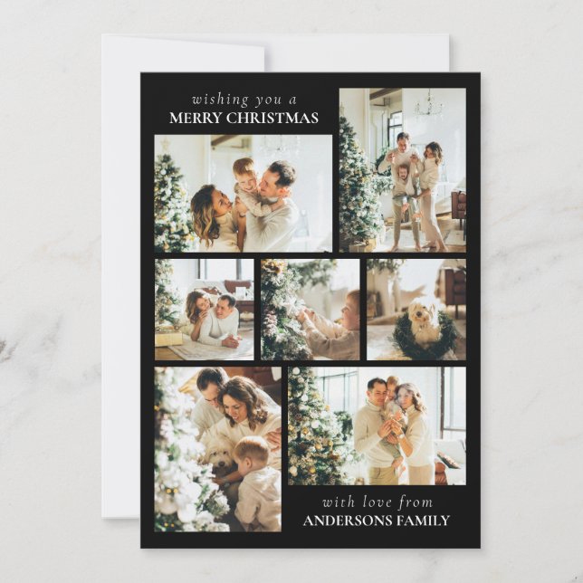 Cartão De Festividades Simple Elegant Family Photo Collage Christmas (Frente)