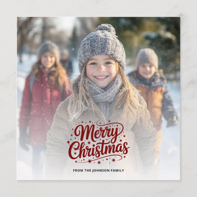 Cartão De Festividades Simple Elegant Merry Christmas Photo Card Gradient (Frente)