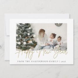 Cartão De Festividades Simple Elegant Modern Happy New Year One Photo