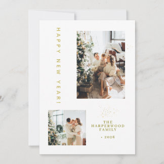 Cartão De Festividades Simple Elegant Modern Happy New Year Two Photo