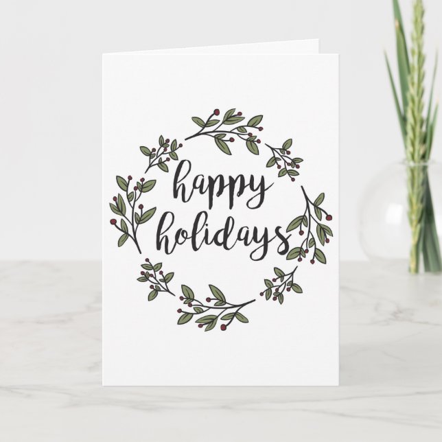 Cartão De Festividades Simple Floral Wreath (Frente)