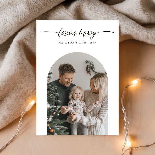 Cartão De Festividades Simple Forever Merry Family Photo Baby Christmas (Criador carregado)