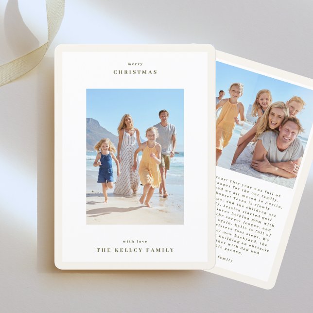 Cartão De Festividades Simple Frames Moss Green no Natal Beige (Criador carregado)